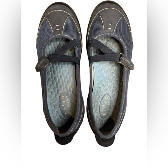Privo by Clarks Mary Jane Flats 7M Navy Blue Comfort Mesh Leather Slip On - Picture 6 of 6
